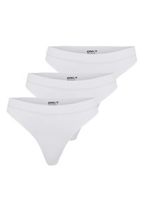 T-String Only "ONLVICKY RIB S-LESS THONG 3-PK NOOS", Damen, Gr. S, 3 Stk., Jersey, wei&szlig; (hellwei&szlig; pack:x 3), Jersey, Obermaterial: 94% Polyamid, 6% Elasthan, unifarben, Unterhosen T-String