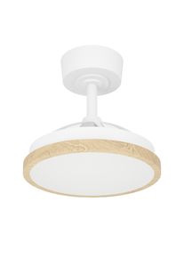Eglo Deckenleuchte "MALPICA", wei&szlig; (holzoptik natur), 1, &Oslash; 63cm H: 33cm, 1 Stk., Leuchten, LED Deckenventilator mit einziehbaren Fl&uuml;geln, Fernbedienung und Timer, Deckenleuchte