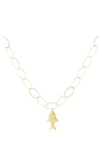 Adelia&acute;s Kette mit Anh&auml;nger ADELIA&acute;S "Halskette mit Fischanh&auml;nger und ovalen Gliedern, 14K-vergoldeter Edelstahl 50 cm + 7 cm" Gr. 50, gold (goldfarben), Halsketten, Damen, 5cm, Edelstahl, Kette mit Anh&auml;nger, Modeschmuck mit trendig gestaltetem Fischanh&auml;nger an ovalen Gliedern als maritimem Blickfang
