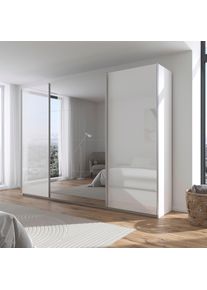 Kleiderschrank OTTO HOME "Schrank Garderobe Ankleide Schlafzimmerschrank Mietswohnung AGORDO", wei&szlig; (alpinwei&szlig;, hochglanz wei&szlig;, griffleisten alufarbig), B:315cm H:229cm T:62cm, Holzwerkstoff, Schr&auml;nke, Kleiderschrank, Hochglanz Wei&szlig; mit Spiegel, Top Innenausstattung MADE IN GERMANY