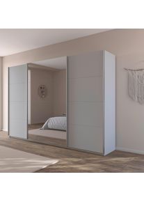 Kleiderschrank OTTO HOME "Schrank Garderobe Ankleide Schlafzimmerschrank Mietswohnung AGORDO", grau (seidengrau, griffleisten alufarbig), B:315cm H:210cm T:62cm, Holzwerkstoff, Schr&auml;nke, Kleiderschrank, Seidengrau mit Spiegel, Top Innenausstattung MADE IN GERMANY