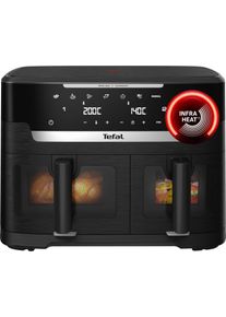 TEFAL Hei&szlig;luftfritteuse "Infra Heat Ever Fry XXL Dual", schwarz, B:45,7cm H:33cm T:36cm, Fritteusen, 2 Garzonen, abnehmbare Frontblende, 7 Garprogramme, EY9488, Hei&szlig;luftfritteuse