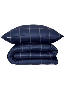 Bettw&auml;sche Schiesser "Josh aus weichem Baumwoll-Satin mit kariertem Muster", blau (dunkelblau), B/L: 135cm x 200cm, 1 Stk., 1 Stk., Satin, B/L: 80cm x 80cm, 2 Stk., Satin, Obermaterial: 100% Baumwolle, Bettw&auml;sche, Bettw&auml;sche, OEKO-TEX MADE IN GREEN