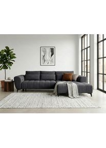 Ecksofa WERK2 "Garay inkl. elektr. Sitztiefenverstellung, bodenfrei, viel Platz", grau (anthrazit), B:287cm H:64cm T:220cm, 92% Polyester, 8% Nylon, Sofas, Ecksofa, Luxus-Microfaser, L-Form, XXL, elektrische Sitztiefenverstellung