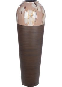 Bodenvase Gilde "Bodenvase rund Tinnum", braun, B:27cm H:83cm T:27cm &Oslash;:27cm, Eisen, Vasen, Bodenvase