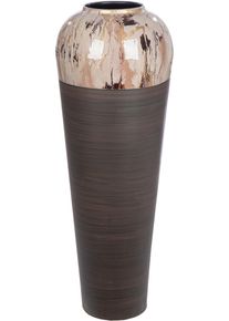 Bodenvase Gilde "Bodenvase rund Tinnum", braun, B:25cm H:70cm T:25cm &Oslash;:25cm, Eisen, Vasen, Bodenvase