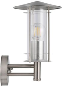 Eglo Wandleuchte "Lisio Au&szlig;en-Wandlampe, Au&szlig;enlampe, Wegeleuchte, silber, E27, IP44", silber (silberfarben), 1, H: 30cm, 1 Stk., Leuchten, Wand-/Deckenleuchte - L17,5 x H30 x AL22,5cm - edelstahl - 1X60W exkl., Wandleuchte