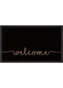 Fu&szlig;matte Hanse Home "Cozy Welcome, T&uuml;rmatte" Gr. 15, schwarz (schwarz, beige), B:45cm H:5mm L:75cm, Kunstfaser, Teppiche, Fu&szlig;matte, Waschbar, Schmutzfangmatte, Outdoor, Innen, Rutschfest, Wetterfest