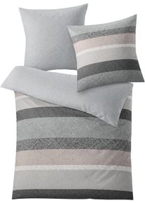Wendebettw&auml;sche Kleine Wolke "Gwen", grau (taupe), B/L: 155cm x 220cm, 1 Stk., 1 Stk., Mako-Satin, B/L: 80cm x 80cm, 2 Stk., Mako-Satin, Obermaterial: 100% Baumwolle, Bettw&auml;sche, Wendebettw&auml;sche, mit Streifen