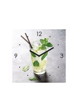 Levandeo® Levandeo® Wanduhr (Wanduhr Glas 30x30cm Cocktail Limette Glasuhr Uhr Glasbild Küche Bar Deko)