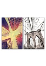 Sinus Art Leinwandbild »2 Bilder je 60x90cm Brooklyn Bridge New York Wolkenkratzer Stadt Architektur Modern Hängebrücke«