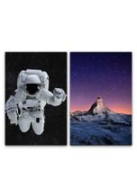 Sinus Art Leinwandbild »2 Bilder je 60x90cm Astronaut Matterhorn Weltall Berggipfel Sterne Nacht Nasa«