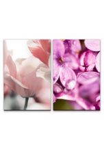 Sinus Art Leinwandbild »2 Bilder je 60x90cm Tulpen Blumen Blüten Regentropfen Dekorativ Sommer Makrofotografie«