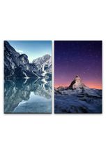 Sinus Art Leinwandbild »2 Bilder je 60x90cm Matterhorn Alpen Berge Schneegipfel Bergsee Klarheit Stille«
