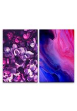 Sinus Art Leinwandbild »2 Bilder je 60x90cm Blüten Abstrakt Farbenfroh Warm Entspannend Sanftmut Fließend«