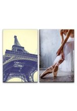 Sinus Art Leinwandbild »2 Bilder je 60x90cm Ballerina Ballett Eiffelturm Paris Frankreich Beine Kultur«