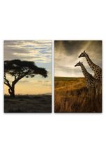 Sinus Art Leinwandbild »2 Bilder je 60x90cm Afrika Giraffen Pärchen Burkea Africana Natur Wildnis Safari«