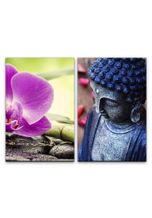 Sinus Art Leinwandbild »2 Bilder je 60x90cm Orchidee Blüte Blume Buddha Meditation Yin Yang Achtsamkeit«