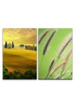 Sinus Art Leinwandbild »2 Bilder je 60x90cm Toskana Italien Mediterran Weizen Natur Entspannend Landschaft«