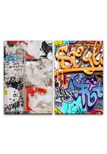 Sinus Art Leinwandbild »2 Bilder je 60x90cm Streetart Graffiti Grungy Bunt Jugendzimmer Wand Wall«