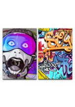 Sinus Art Leinwandbild »2 Bilder je 60x90cm Cyborg StreetArt Bunt Graffiti Jugendzimmer Wand Cool«