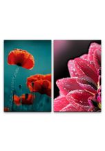 Sinus Art Leinwandbild »2 Bilder je 60x90cm Mohnblume Rot Grün Blüten Nahaufnahme Blumen Mohn«
