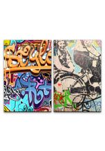 Sinus Art Leinwandbild »2 Bilder je 60x90cm Streetart Graffiti Tags Wall Jugendzimmer Bunt Grungy«