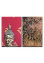 Sinus Art Leinwandbild »2 Bilder je 60x90cm Buddha Buddhakopf Mantra Mandala Meditation Achtsamkeit Yoga«