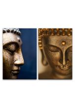 Sinus Art Leinwandbild »2 Bilder je 60x90cm Buddha Buddhakopf Bronze Statue Buddhismus Meditation Achtsamkeit Yoga«