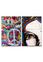 Sinus Art Leinwandbild »2 Bilder je 60x90cm Street Art Peace Gekritzel Hip Hop Berlin Wand Jugendzimmer«