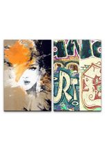 Sinus Art Leinwandbild »2 Bilder je 60x90cm Frauen Porträt Street Art Graffiti Tags Bunt Cool Jugendzimmer«