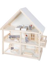 Roba® Puppenhaus, mit 4 Puppen und 24 Einrichtungsteilen, beige