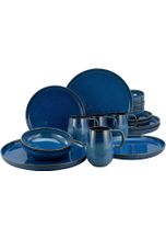 Creatable Kombiservice »Atlantico« (16-tlg), Steinzeug, mit intensiver Kobalt-Blau-Reaktivglasur, blau