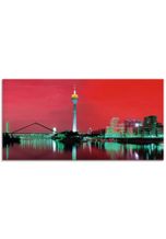 Artland Glasbild »Düsseldorf Skyline V«, Deutschland (1 St), rot