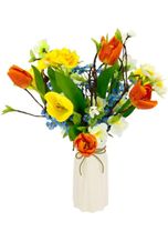 Kunstblume »Arrangement Tulpen/Blüten«, I.Ge.A., Höhe 38 cm, Vase aus Keramik, bunt