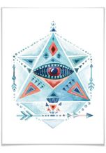 Wall-Art Poster »Boho Deko Blaues Prisma Dreieck«, Grafik (1 Stück), Poster, Wandbild, Bild, Wandposter, bunt