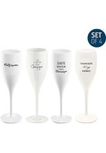 Koziol Sektglas »Superglas«, Kunststoff, 100% recycelbar, made in Germany, CO2 neutrale Produktion, mit Druck CHEERS No. 1 PARTY, 100 ml, 4-teilig, weiß