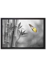 Pixxprint Leinwandbild »schöner Schmetterling vor Bambus