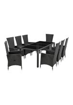 Juskys Polyrattan Gartenmöbel Rimini Plus schwarz 8 Personen – Tisch, 8 Stühle & Auflagen in Grau
