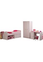 Kinderzimmer Smoozy Parisot 3-tlg weiß Bett Kleiderschrank Schreibtisch Funktionsbett Jugendzimmer