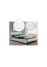 Juskys Polsterbett Bett Valencia 180 x 200 cm weiß mit Kaltschaummatratze Doppelbett mit LED
