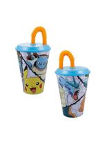POKÉMON Kindergeschirr-Set »Trink-Becher mit Getränkehalm Pokémon 430 ml Kunststoff Tasse