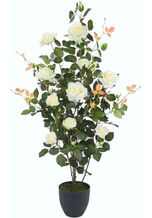 Kunstbaum »Rosenbusch im Topf«, I.Ge.A., Höhe 115 cm, Kunstrosen Kunstpflanzen Rosenstrauch Deko Hochzeit, weiß
