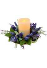 I.Ge.A. Dekokranz »Lavendel«, Auf Teller mit LED-Kerze und Schmuck Rosenkranz Dekoschale Tischdeko Mittelstück Hochzeitsdeko Geschenkset, lila