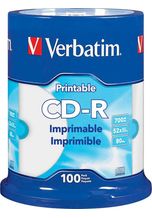 Verbatim CD-Rohling »100 Verbatim Rohlinge CD-R full printable 80Min 700MB 52x Spindel«