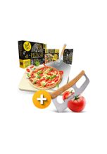Loco Bird Pizzastein »Backstein für Backofen & Gasgrill inkl. Pizzasschieber und Pizzamesser- 4er Set