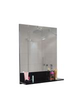 Wandspiegel mit Ablage MCW-B19, Badspiegel Badezimmer, hochglanz 75x60cm ~ schwarz