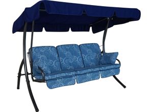 Angerer Freizeitmöbel Hollywoodschaukel »Santorin«, 3-Sitzer, Bettfunktion, inkl. Auflagen und Zierkissen, blau