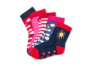 5 Paar ABS-Socken aus Bio-Baumwolle - Weiss/Gestreift - Kinder - Gr.: 23-26