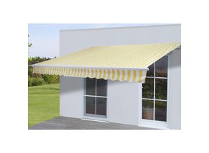 Alu-Markise MCW-E31, Gelenkarmmarkise Sonnenschutz 3x2,5m ~ Polyester Gelb/Weiß